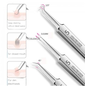 ملاقط فائقة الدقة احترافية ، مزيل للرأس الأسود ، إبر بثور ، مشبك منظف عميق ، أداة العناية ببشرة الوجه ، صالون تجميل ، رقم 5 - 