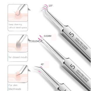ملاقط فائقة الدقة احترافية ، مزيل للرأس الأسود ، إبر بثور ، مشبك منظف عميق ، أداة العناية ببشرة الوجه ، صالون تجميل ، رقم 5 - 