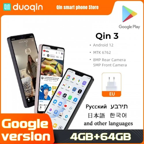 هاتف ذكي Qin 3 MTK 6762 مزود بخاصية Wifi وشاشة 5.5 بوصات تعمل باللمس ونظام تشغيل أندرويد 3100mAh 720*1496P 8 ميجابكسل إصدار من جوجل - 509